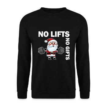 No Lifts No Gifts Christmas Gym Ugly Santa - Unisex Pullover - Schwarz - Vorne - Alina (178cm) & Michal (187cm)