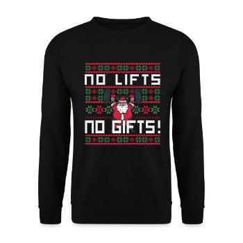 No Lifts No Gifts Christmas Gym Ugly Santa - Unisex Pullover - Schwarz - Vorne - Alina (178cm) & Michal (187cm)
