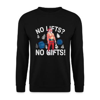 No Lifts No Gifts Christmas Gym Ugly Santa - Unisex Pullover - Schwarz - Vorne - Alina (178cm) & Michal (187cm)