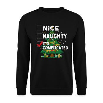 Nice Naughty C’est compliqué Liste de Noël Père Noël - Sweat-shirt Unisexe - noir - Devant - Alina (178cm) & Michal (187cm)