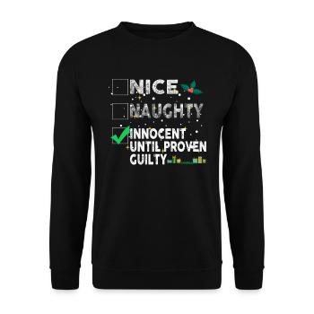 Nice Naughty Innocent Until Proven Guilty - Unisex Sweatshirt - black - Front - Alina (178cm) & Michal (187cm)