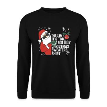 C’est mon pull de Noël il fait trop chaud pour un vilain - Sweat-shirt Unisexe - noir - Devant - Alina (178cm) & Michal (187cm)
