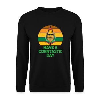 Have A Corntastic Day - Unisex Pullover - Schwarz - Vorne - Alina (178cm) & Michal (187cm)