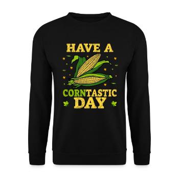 Have A Corntastic Day - Unisex Pullover - Schwarz - Vorne - Alina (178cm) & Michal (187cm)