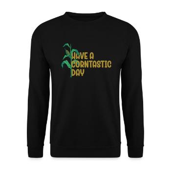 Have A Corntastic Day - Unisex Pullover - Schwarz - Vorne - Alina (178cm) & Michal (187cm)