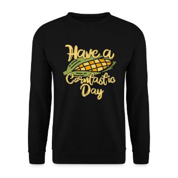 Have A Corntastic Day - Unisex Pullover - Schwarz - Vorne - Alina (178cm) & Michal (187cm)