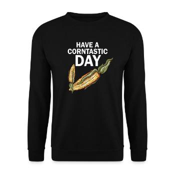 Have A Corntastic Day - Unisex Pullover - Schwarz - Vorne - Alina (178cm) & Michal (187cm)