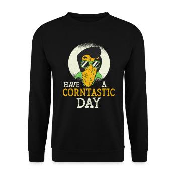 Have A Corntastic Day - Unisex Pullover - Schwarz - Vorne - Alina (178cm) & Michal (187cm)