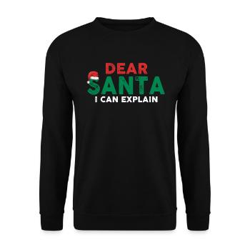 Dear Santa I Can Explain - Unisex Pullover - Schwarz - Vorne - Alina (178cm) & Michal (187cm)