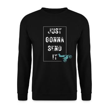 Just Gonna Send It American Flag Motocross - Unisex Pullover - Schwarz - Vorne - Alina (178cm) & Michal (187cm)