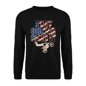 Just Gonna Send It American Flag Motocross - Unisex Pullover - Schwarz - Vorne - Alina (178cm) & Michal (187cm)