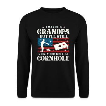 Je suis peut-être un grand-père, mais je vais quand même te botter les fesses - Sweat-shirt Unisexe - noir - Devant - Alina (178cm) & Michal (187cm)