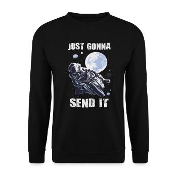 Just Gonna Send It American Flag Motocross - Unisex Pullover - Schwarz - Vorne - Alina (178cm) & Michal (187cm)
