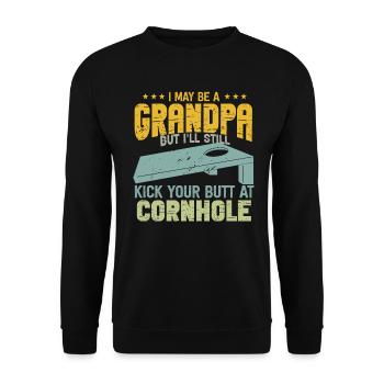 Je suis peut-être un grand-père, mais je vais quand même te botter les fesses - Sweat-shirt Unisexe - noir - Devant - Alina (178cm) & Michal (187cm)
