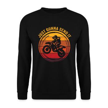 Just Gonna Send It American Flag Motocross - Unisex Pullover - Schwarz - Vorne - Alina (178cm) & Michal (187cm)