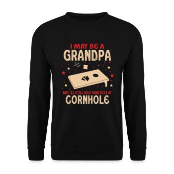 I May Be A Grandpa But I'll Still Kick Cornhole - Unisex Sweatshirt - black - Front - Alina (178cm) & Michal (187cm)