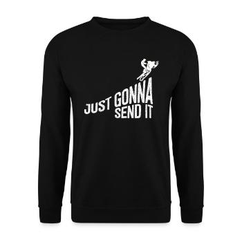 Just Gonna Send It American Flag Motocross - Unisex Pullover - Schwarz - Vorne - Alina (178cm) & Michal (187cm)