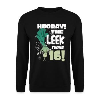 16ème jour BHooray Le poireau a 16 ans - Sweat-shirt Unisexe - noir - Devant - Alina (178cm) & Michal (187cm)