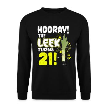 21ème jour BHooray Le poireau a 21 ans - Sweat-shirt Unisexe - noir - Devant - Alina (178cm) & Michal (187cm)