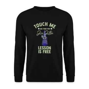 Touch Me And Your First Jiu Jitsu Lesson Is Free - Unisex Sweatshirt - black - Front - Alina (178cm) & Michal (187cm)