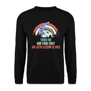 Touch Me And Your First Jiu Jitsu Lesson Is Free - Unisex Sweatshirt - black - Front - Alina (178cm) & Michal (187cm)