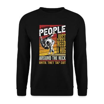 Some People Just Need A Hug Cage Fighter - Unisex Sweatshirt - black - Front - Alina (178cm) & Michal (187cm)