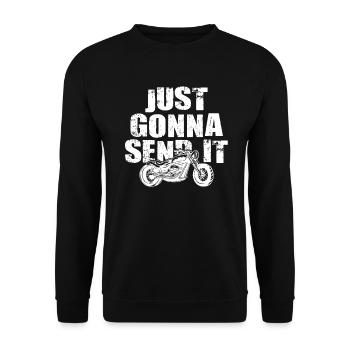 Just Gonna Send It American Flag Motocross - Unisex Pullover - Schwarz - Vorne - Alina (178cm) & Michal (187cm)