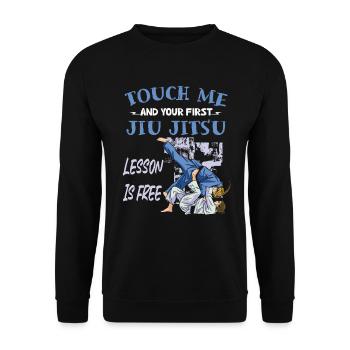 Touch Me And Your First Jiu Jitsu Lesson Is Free - Unisex Sweatshirt - black - Front - Alina (178cm) & Michal (187cm)