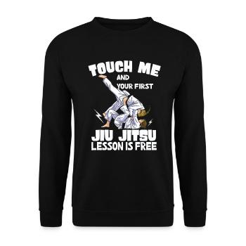Touchez-moi et votre première leçon de Jiu Jitsu est gratuite - Sweat-shirt Unisexe - noir - Devant - Alina (178cm) & Michal (187cm)