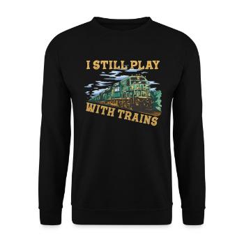 Je joue toujours avec les conducteurs de locomotives de trains - Sweat-shirt Unisexe - noir - Devant - Alina (178cm) & Michal (187cm)