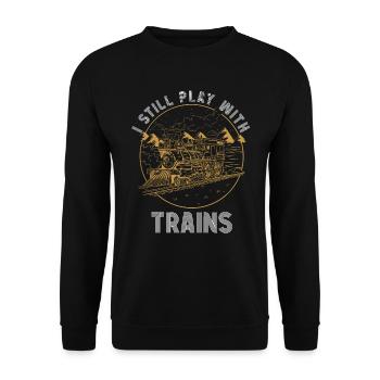 Je joue toujours avec les conducteurs de locomotives de trains - Sweat-shirt Unisexe - noir - Devant - Alina (178cm) & Michal (187cm)