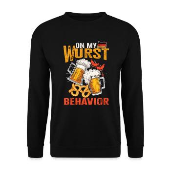 I Am On My Wurst Behavior - Unisex Pullover - Schwarz - Vorne - Alina (178cm) & Michal (187cm)