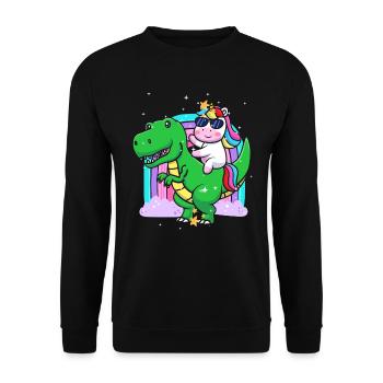 Dabbing Unicorn Riding T Rex Boys Girls Halloween - Unisex Sweatshirt - black - Front - Alina (178cm) & Michal (187cm)