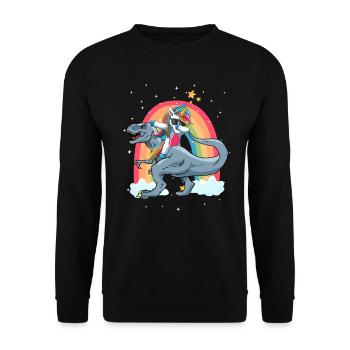 Dabbing Einhorn Reiten T Rex Jungen Mädchen Halloween - Unisex Pullover - Schwarz - Vorne - Alina (178cm) & Michal (187cm)