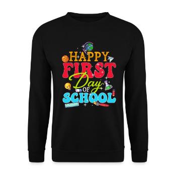Happy First Day Of School - Unisex Sweatshirt - black - Front - Alina (178cm) & Michal (187cm)