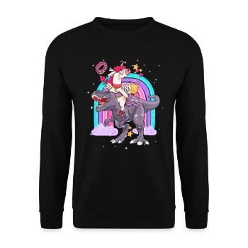 Dabbing Licorne Riding T Rex Garçons Filles Halloween - Sweat-shirt Unisexe - noir - Devant - Alina (178cm) & Michal (187cm)