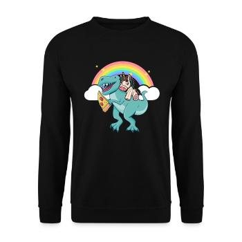 Dabbing Unicorn Riding T Rex Boys Girls Halloween - Unisex Sweatshirt - black - Front - Alina (178cm) & Michal (187cm)