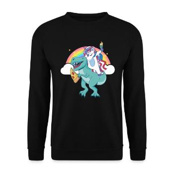 Dabbing Unicorn Riding T Rex Boys Girls Halloween - Unisex Sweatshirt - black - Front - Alina (178cm) & Michal (187cm)