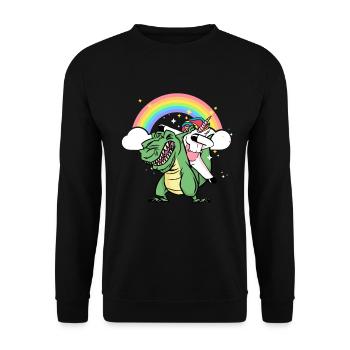 Dabbing Licorne Riding T Rex Garçons Filles Halloween - Sweat-shirt Unisexe - noir - Devant - Alina (178cm) & Michal (187cm)