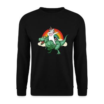 Dabbing Licorne Riding T Rex Garçons Filles Halloween - Sweat-shirt Unisexe - noir - Devant - Alina (178cm) & Michal (187cm)