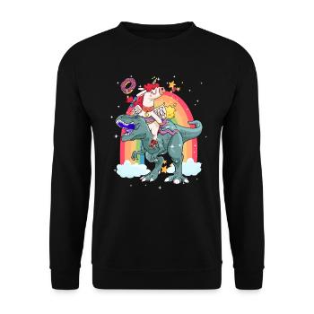 Dabbing Unicorn Riding T Rex Boys Girls Halloween - Unisex Sweatshirt - black - Front - Alina (178cm) & Michal (187cm)