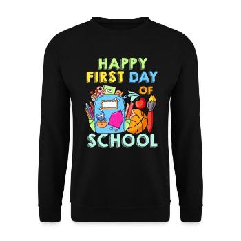 Happy First Day Of School - Unisex Sweatshirt - black - Front - Alina (178cm) & Michal (187cm)