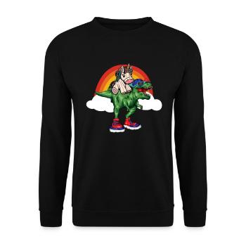 Dabbing Licorne Riding T Rex Garçons Filles Halloween - Sweat-shirt Unisexe - noir - Devant - Alina (178cm) & Michal (187cm)