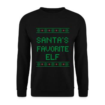 Santa's favorite Elf - Unisex Pullover - Schwarz - Vorne - Alina (178cm) & Michal (187cm)