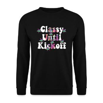 Stilvoll bis zum Anpfiff Spieltag American Football - Unisex Pullover - Schwarz - Vorne - Alina (178cm) & Michal (187cm)
