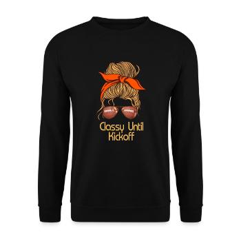 Stilvoll bis zum Anpfiff Spieltag American Football - Unisex Pullover - Schwarz - Vorne - Alina (178cm) & Michal (187cm)