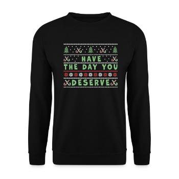 Have The Day You Deserve Vintage Christmas Tree - Unisex Sweatshirt - black - Front - Alina (178cm) & Michal (187cm)