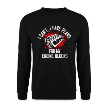 Ich kann keine Pläne für meine Motorblöcke Vintage haben - Unisex Pullover - Schwarz - Vorne - Alina (178cm) & Michal (187cm)