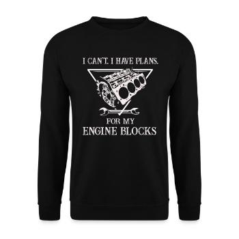 Ich kann keine Pläne für meine Motorblöcke Vintage haben - Unisex Pullover - Schwarz - Vorne - Alina (178cm) & Michal (187cm)