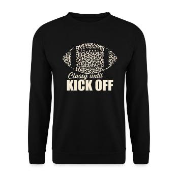 Stilvoll bis zum Anpfiff Spieltag American Football - Unisex Pullover - Schwarz - Vorne - Alina (178cm) & Michal (187cm)